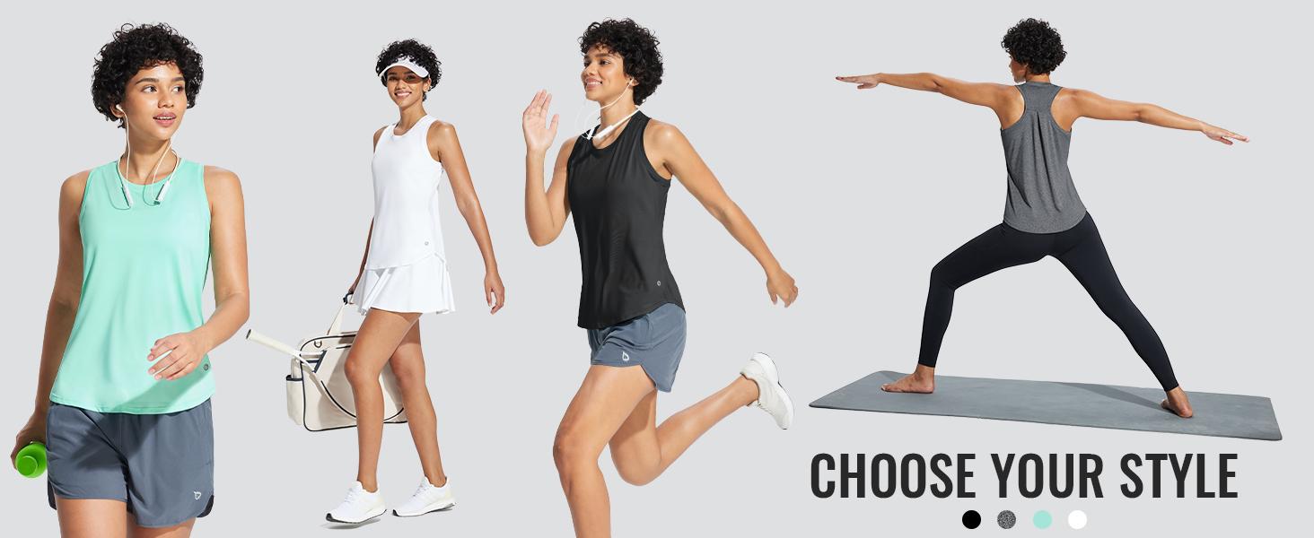 baleaf Women's Athletic Tank Tops Workout Sleeveless Running Racerback Shirts Quick Dry Breathable Yoga Tennis Gym [PC:bfr007]