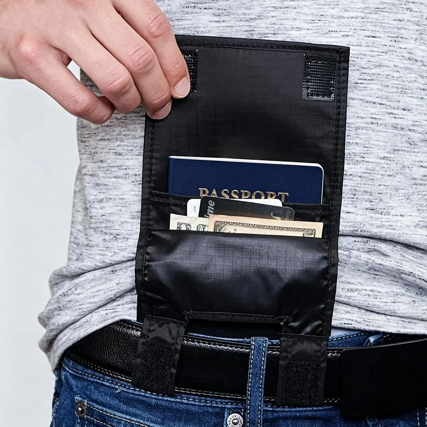 Slim Belt Wallet, Zero Bulk Mini Belt Pouch, Portable Minimalist Card & Cash Holder for Travel Daily EDC