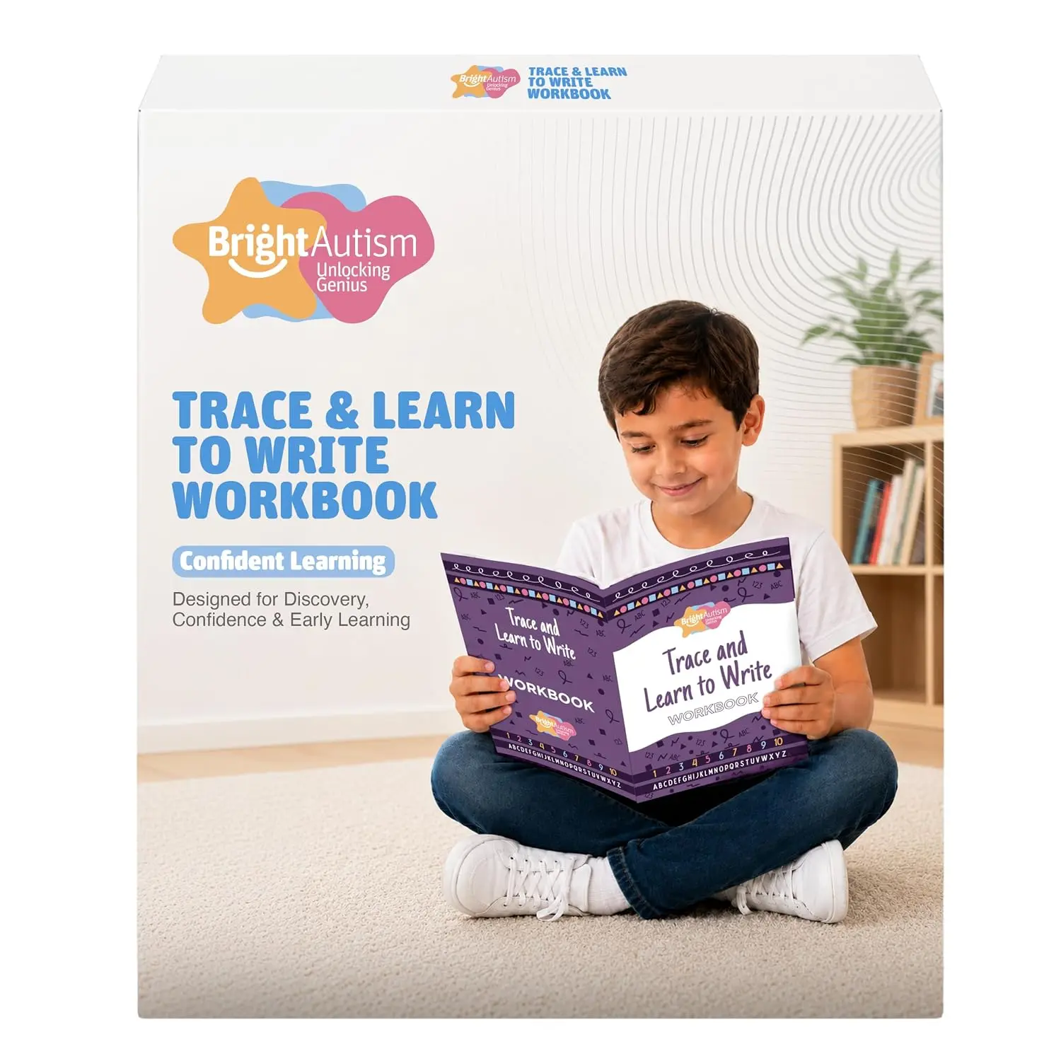 Bright  Trace & Learn to Write Workbook,  Tracing for  | Fun Tracing with Lines, Shapes, Numbers & Letters, Encouraging Handwriting, Coordination, Focus & Early Learning Skills