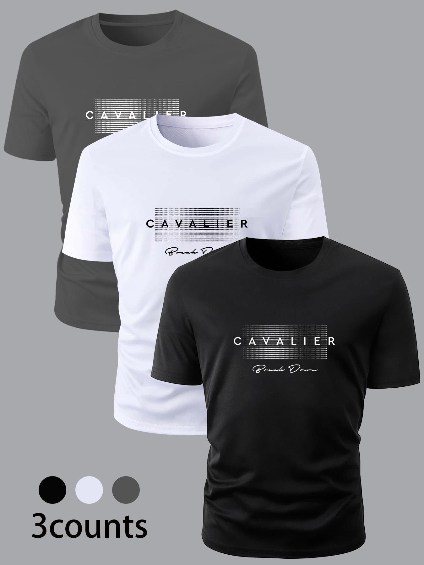 Men's Letter Print Round Neck Tee, Regular Fit Casual Short Sleeve T-shirt, Men's Summer Top for Daily Wear, Gym Tees, Athletic T Shirt