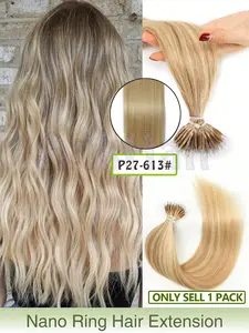12-20 Inch Nano Ring Real Human Hair Extensions, Smooth Straight Remy Hair, Nano Bead Weft, Nano Tip Extensions for Women