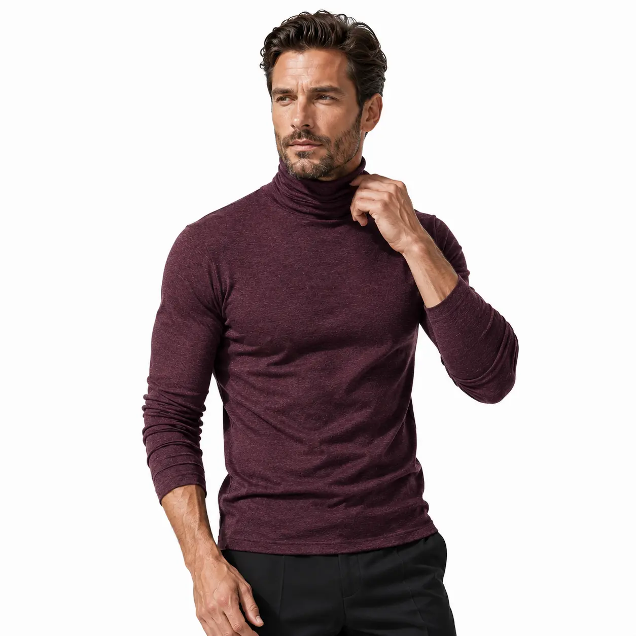 Men's High Neck Long Sleeve Shirt, Slim Fit Turtleneck Pullover for Office Style, Weekend Wear, Date Night and Layering
