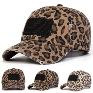 Outdoor Tactical Camouflage Ripped Cap Flag Windproof Visor Driver's Cap, Vintage Baseball Cap