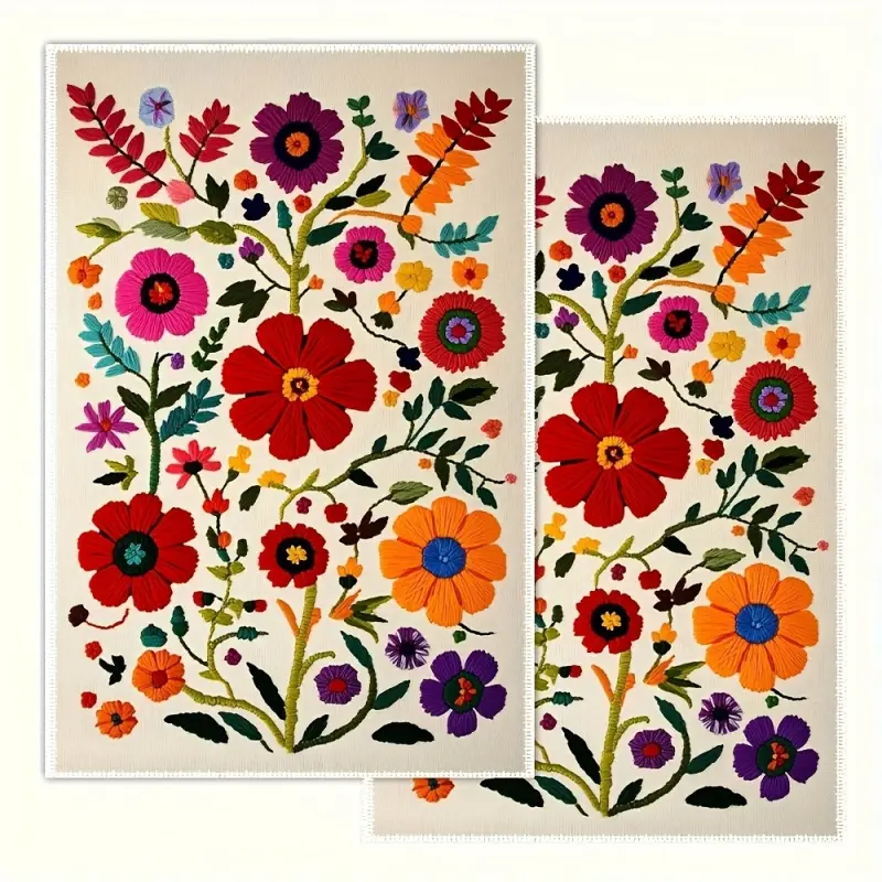 2-pack, high-saturation 2D flat-print kitchen towels, single-sided print, 16x24 inches, Mexican-style floral pattern kitchen towels, holiday tea towels, decorative napkins, housewarming gifts, bathroom bar, cooking and baking, Kitchen Dish Towels