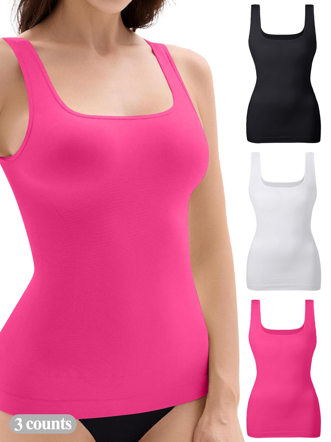 2/3 Pcs Women's Tummy Control Abdomen Shapewear Tank Tops, Minimalist Seamless Square Neck Body Sculpting Compression Tops, Slimming Body Shapewear, Solid Backless Shaper Black Friday All Saints' Day Chrismas, Body Shapewear, Womenswear