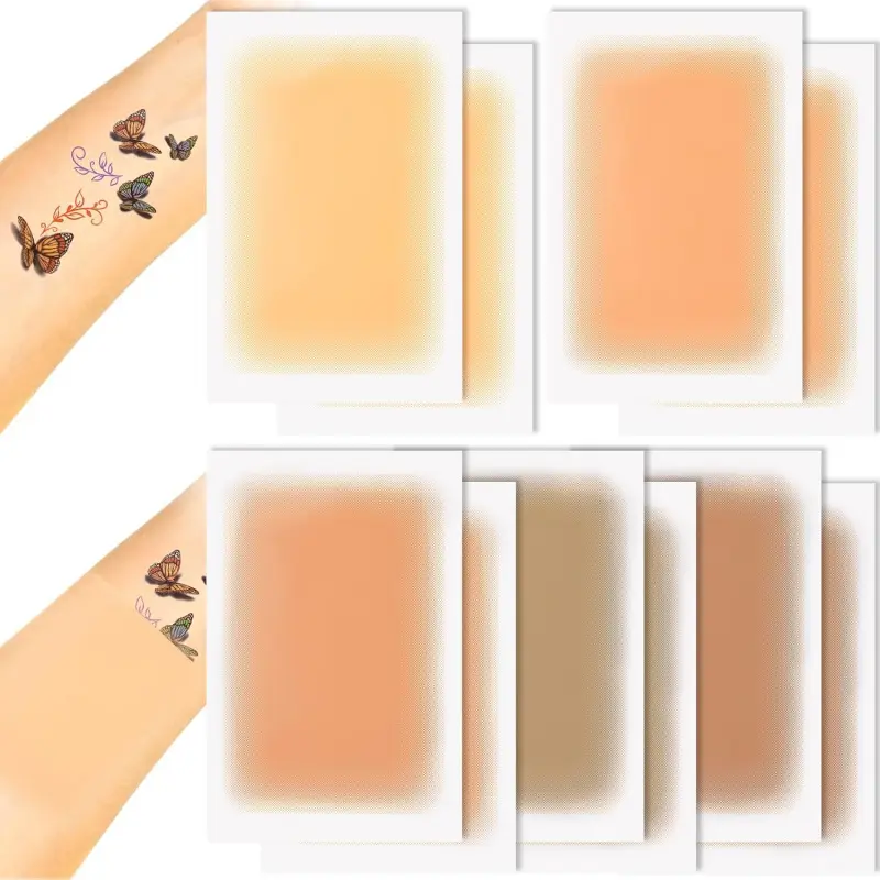 10 Pcs Tattoo Cover Up Tape, Waterproof Ultra Thin Scar Patch, Invisible Sweatproof Concealer Sticker, Breathable Skin Cover Up Pad for Tattoo, Scar, Birthmarks, Dark Spots (5 Colors)