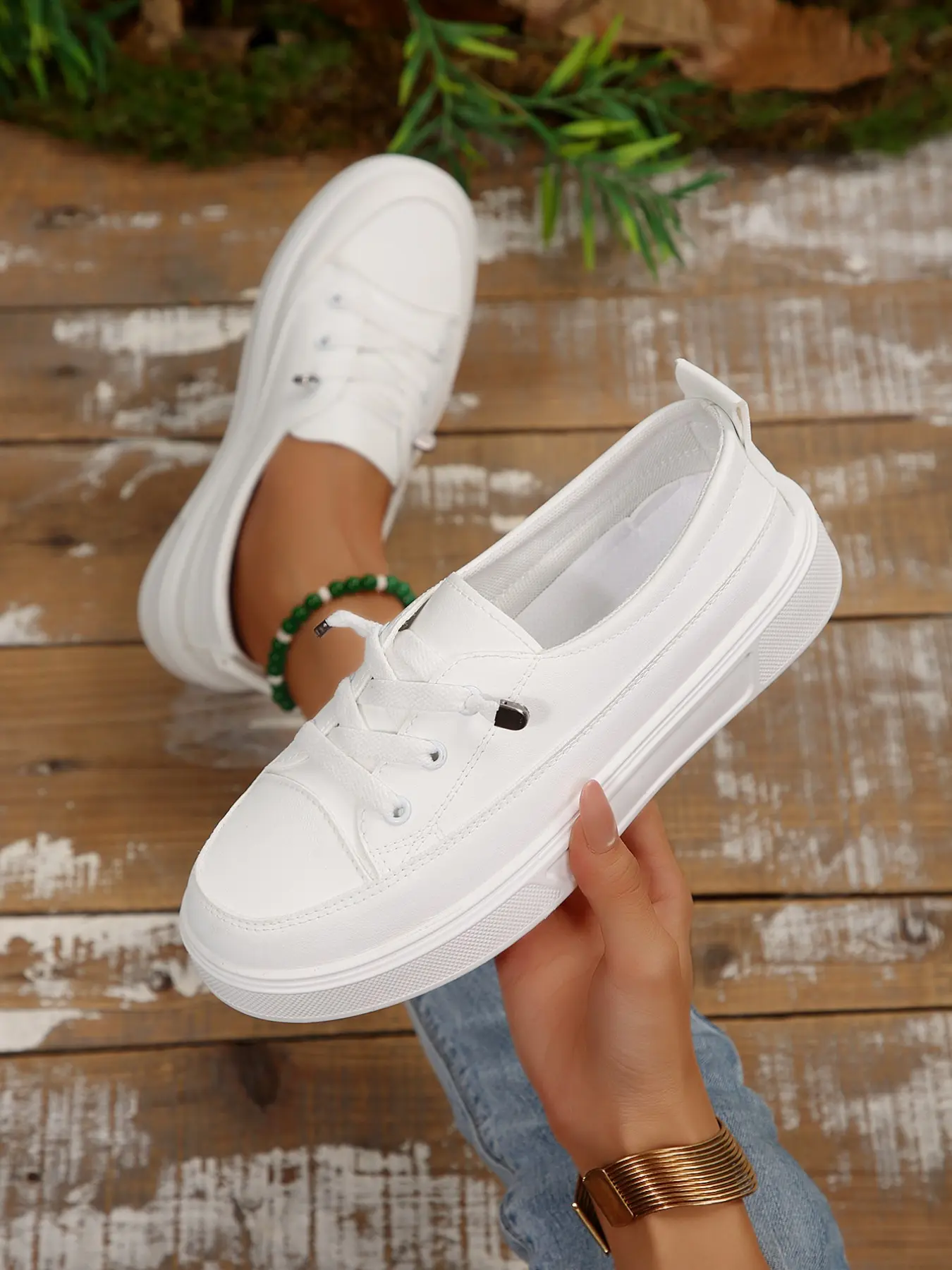 Women's Low Top Sneakers, Casual Elastic Laces Slip-On Shoes, Lightweight Comfortable Daily Wear, Perfect for Everyday Use, Rubber Soled Shoes
