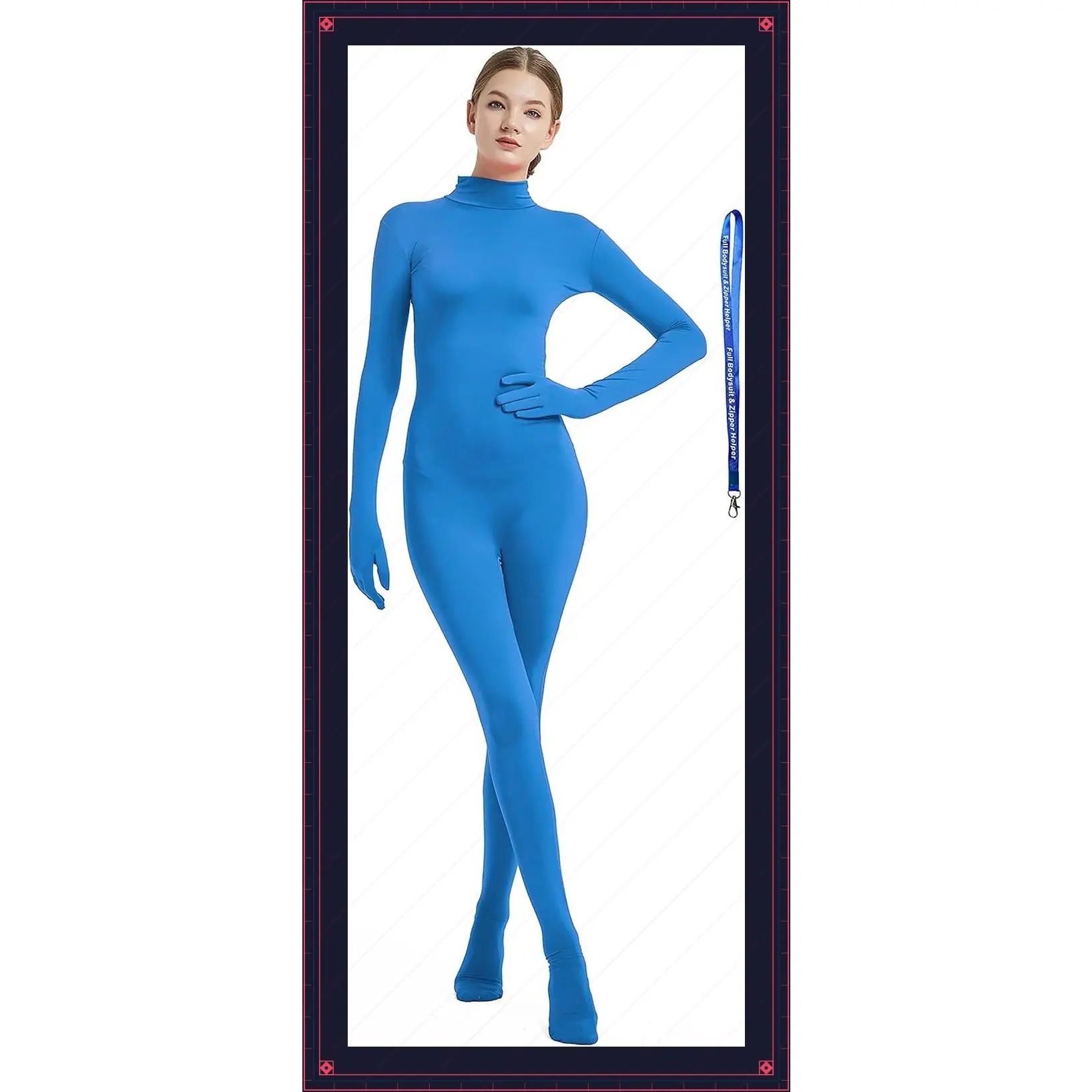 Women's Spandex Zentai Unitard Bodysuit Costume with Zipper Helper, No HoodGift