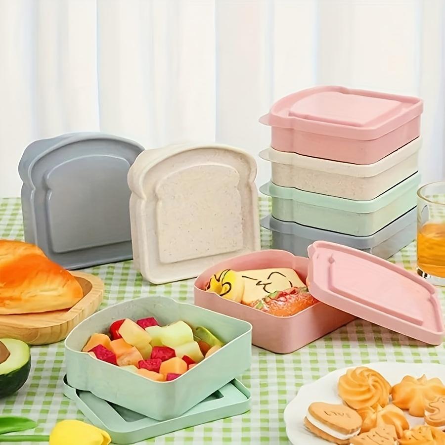 Sandwich Box / Lunch Box - Plastic Toast-Shaped Food Storage Container with Lid |   Microwave & Dishwasher Safe |   Suitable for Home Use or Adults (Colorful)