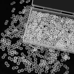 500 Pieces Boxed Clear Loom Rubber Plastic Band Clips Connectors Refills for DIY Loom Bracelets Making Handicrafts Exquisite Refill Kit