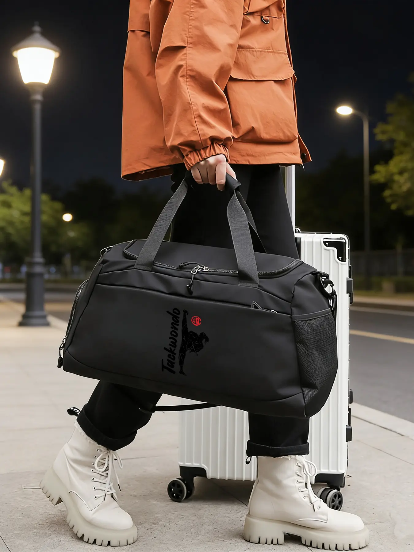 Taekwondo Pattern Crossbody Bag, Sporty Single-shoulder Bag, Yoga and Dance Bag—ideal for Daily Workouts and Commuting; Features Multiple Compartments, Large Capacity, Adjustable Shoulder Strap, and A Separate Shoe Compartment—the Perfect Gift.