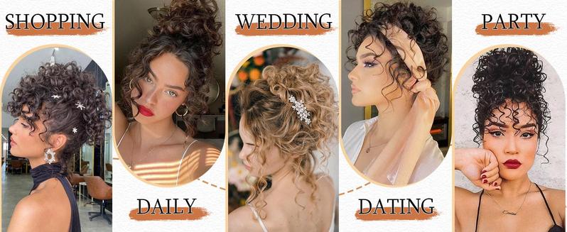 Short Curly Messy Bun Hair Ponytail Extension Elastic Drawstring Loose Hair Bun for Women with Thinning Hair High Temperature Synthetic Fiber Hair Bun Extension 80g