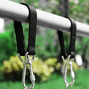 Two sets of 4 outdoor swing accessories | with durable black hooks and multi-function extension straps | can be connected to the column | ideal for hammocks, hanging chairs, etc. | weathering material, swing straps