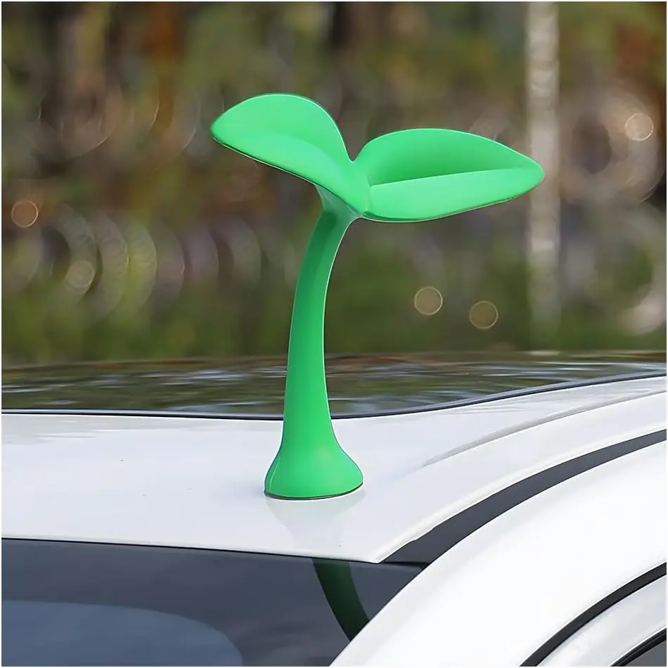 Osilly 3D Cute Bean Sprout Car Topper Sticker, 7.09 x 7.87 inches Dancing Leaves Dynamic Effect Decal, Universal Fit Cute Plant Automotive Exterior Accessories for Sedan, Truck, SUV, Eva Foam, Motion Dance