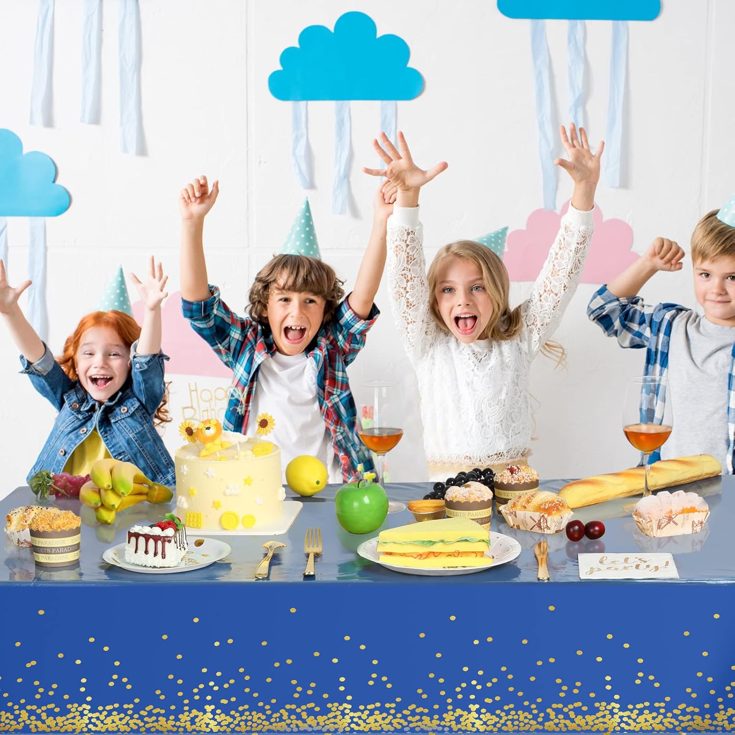 Dot Pattern Table Cover, 4 Counts/set Disposable Rectangular Tablecloth, Table Decoration Supplies for Party, Wedding, Birthday, Graduation