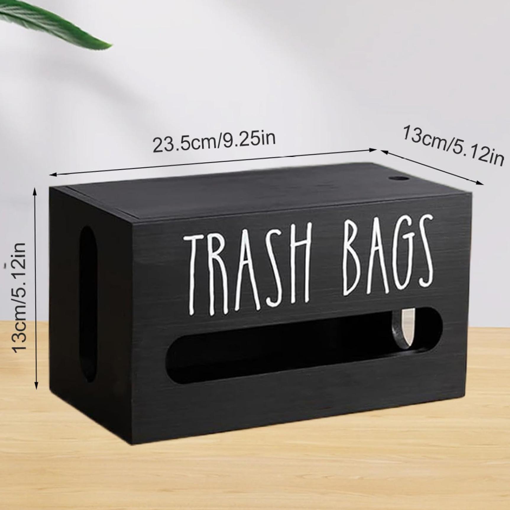 Wooden Trash Bag Storage Box, 1 Count Wall Mounted Trash Bag Organizer, Countertop Plastic Bag Storage Box for Kitchen Bathroom Home Office