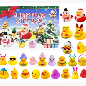 2026 Christmas Calendar Rubber Duck Bath Toy, Mini Duck Gift Box, Suitable for Kids, Family Party Decor, Cruise Play, 24 Pcs Bulk Supply