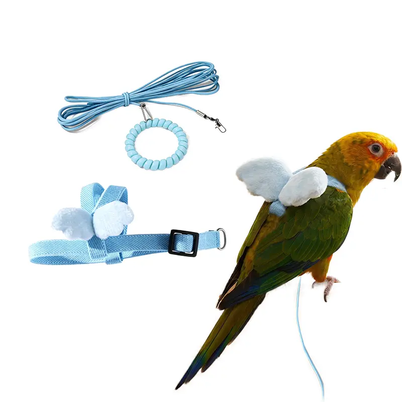 Anti-Escape Parrot Leash and Harness Kit - Comfortable Flight Suit for Outdoor Adventure, Portable Travel Supplies for Budgie Cockatiel Lovebird