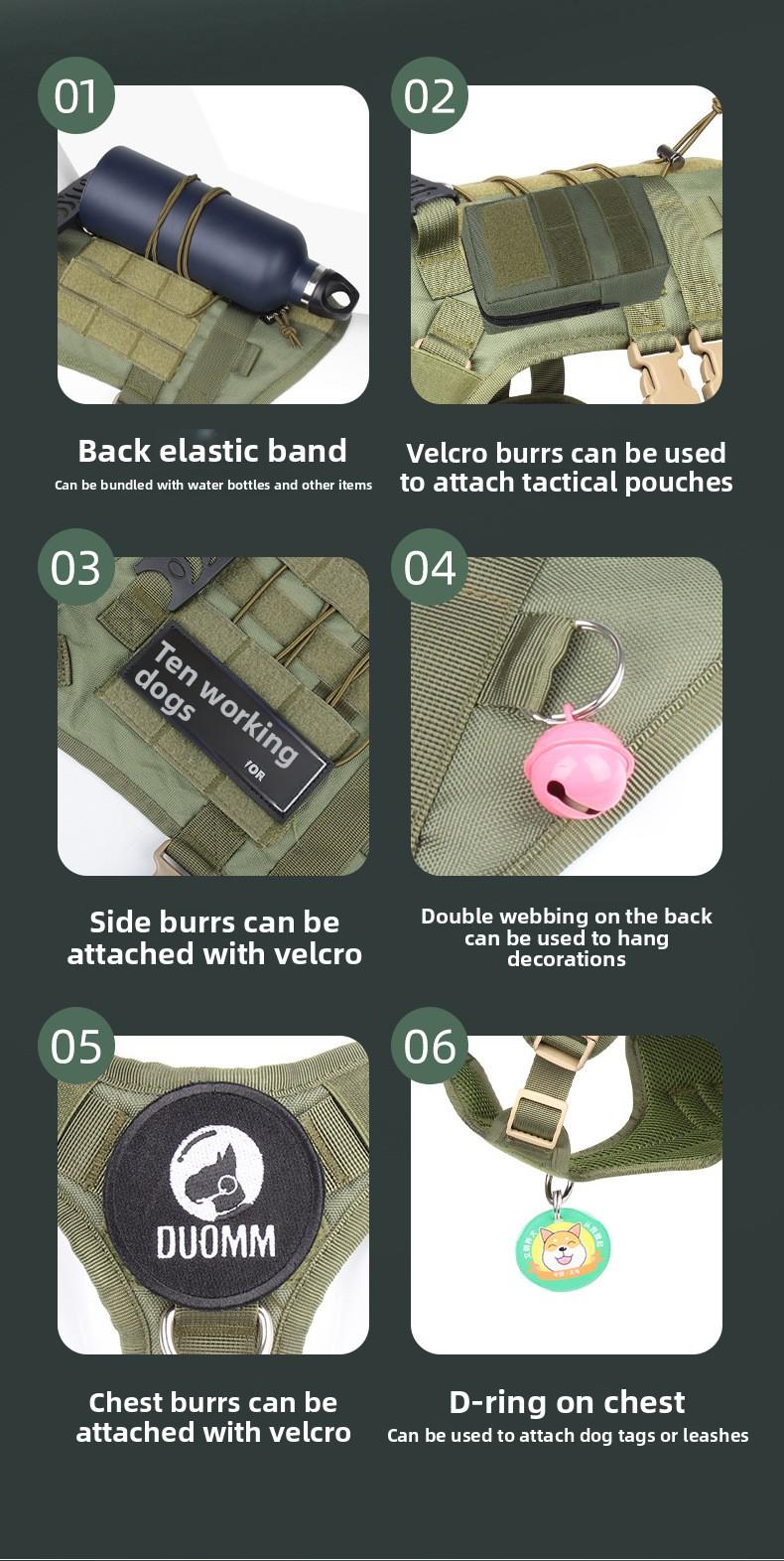 Tactical Dog Harness – Universal Harness, Walking Harness & Safety Harnesses for Small to Large Dogs, Durable Reflective, Easy to Control, No Pull Adjustable Pet Harness, Pet Supplies