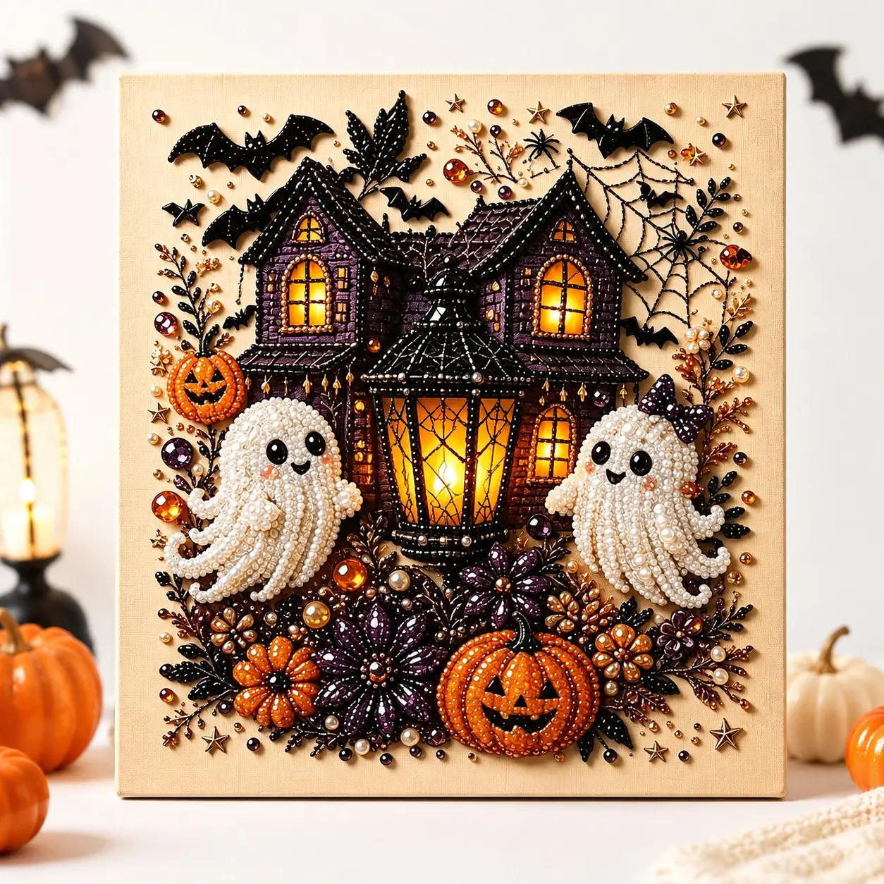 Cute Ghost Pearl Bead DIY Craft Kit, Handmade Art Supplies, Halloween Gift, Birthday Party, Home Decoration, Creative Crafting Set