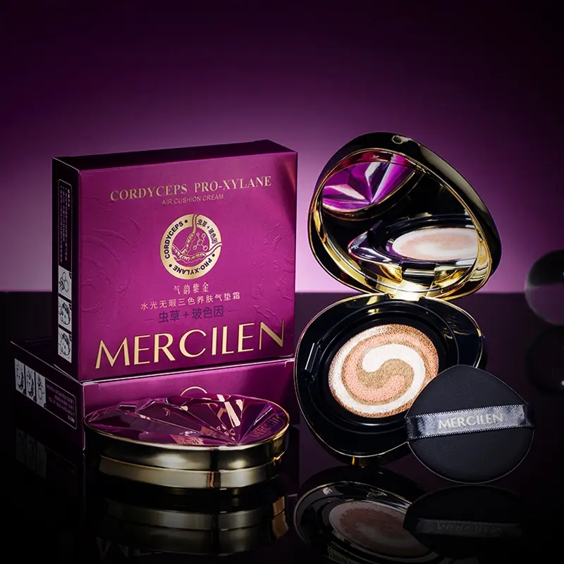 Mercilen Three-Color Nourishing Air Cushion Cream 15g*2, Brightening CC Cream, Concealer Bb Cream, Women's Makeup Foundation
