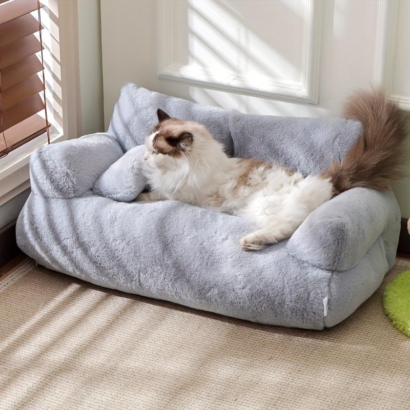 All-Season Pet Sofa Bed| Ultra Soft Warm Dog/Cat Bed - Washable Removable Cover, Non-Slip Bottom for Small to Medium Pets