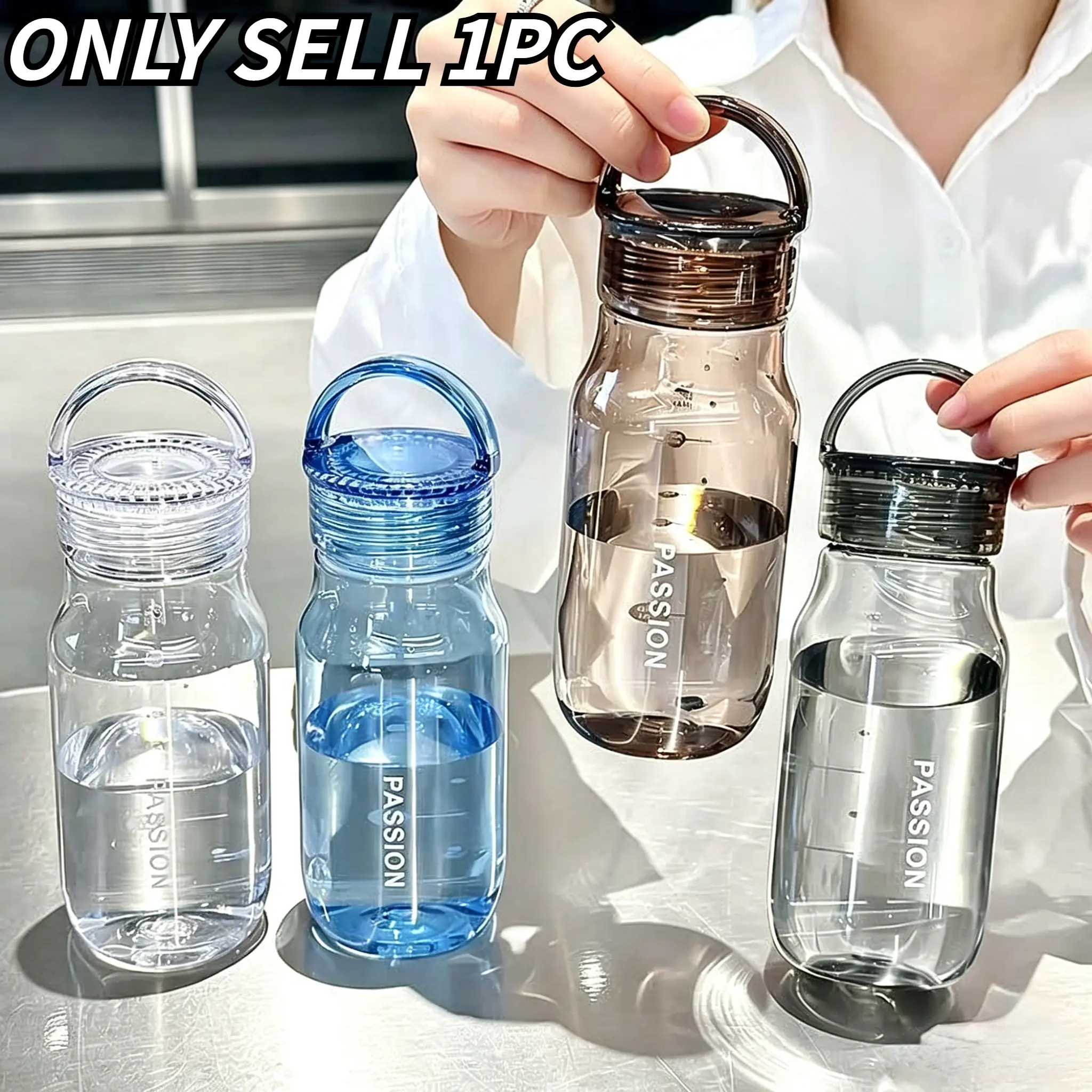 Passion Handheld Plastic Measuring Cup, 430ML Leak-Proof Lightweight Water Bottle with Handle, Heat-Resistant, Ideal for Summer Drinks, Office, Beach, Camping