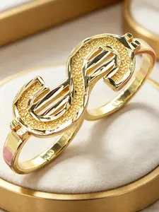 Fashion Hip Hop 14k Gold Plated Dollar Sign Ring, Geometric Design Ring, Unisex Jewelry, Perfect Gift for Christmas, Birthday, Easter, Party