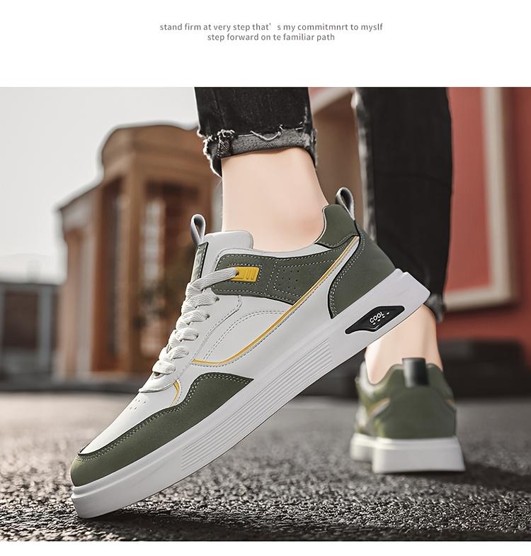2024 Men's Low-top Skate Shoes - White and Gray Casual Lace-up Sneakers, Durable PU Upper and PVC Sole, Comfortable Insole, Suitable Casual Wear