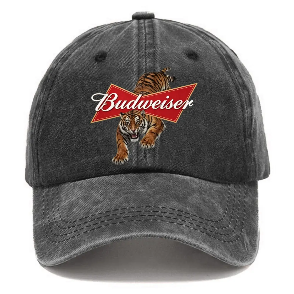 Retro Animal Tiger Print Washed Baseball Cap, Outdoor Sports Casual