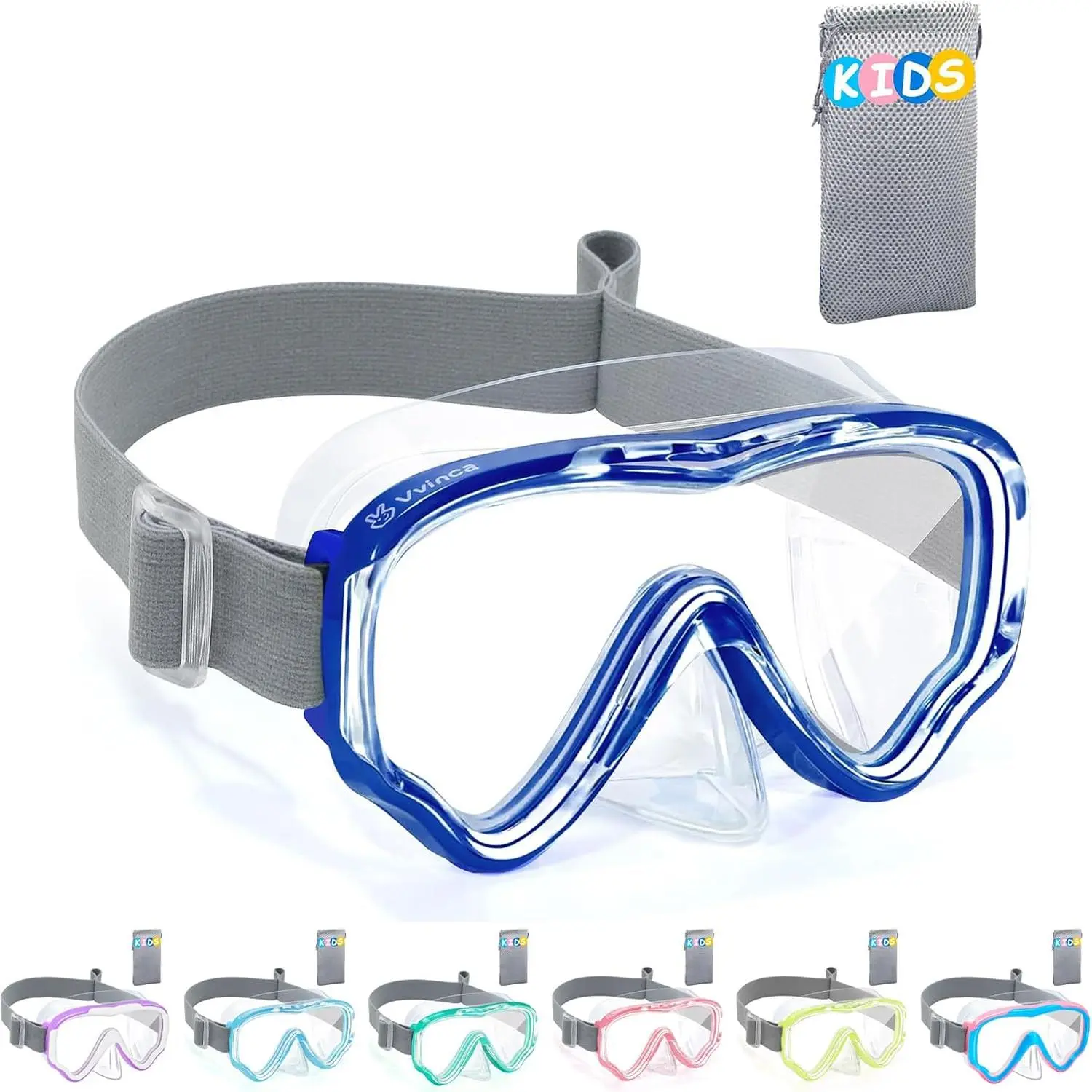 -Goggles with Nose Cover, Diving Mask Elastic Fabric Strap Anti Fog Anti Shattered Lens for  Swim Goggles 3-14