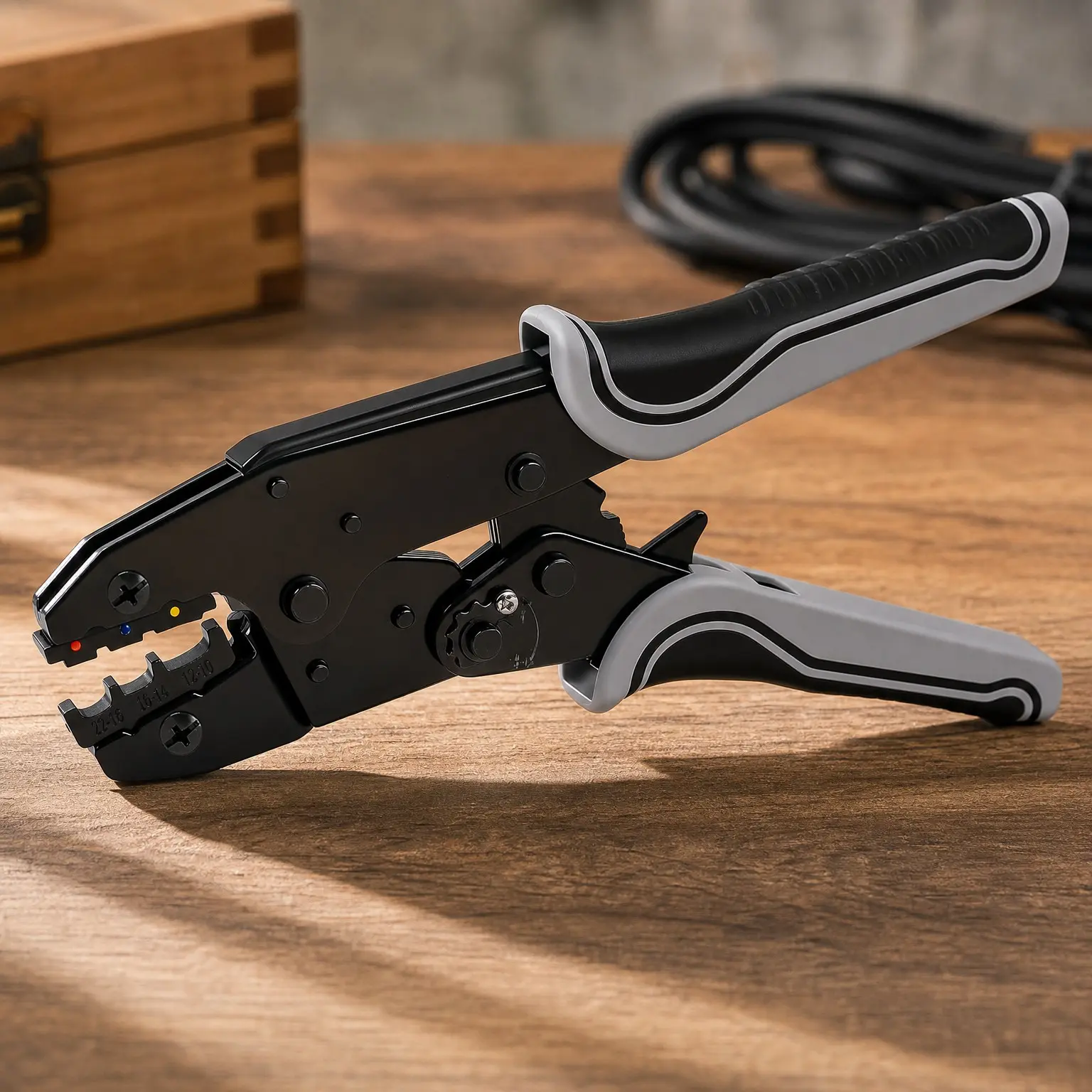 Ratcheting Wire Terminal Crimper Tool for Heat Shrink Connectors, Crimping Pliers for 10-22 AWG Wire