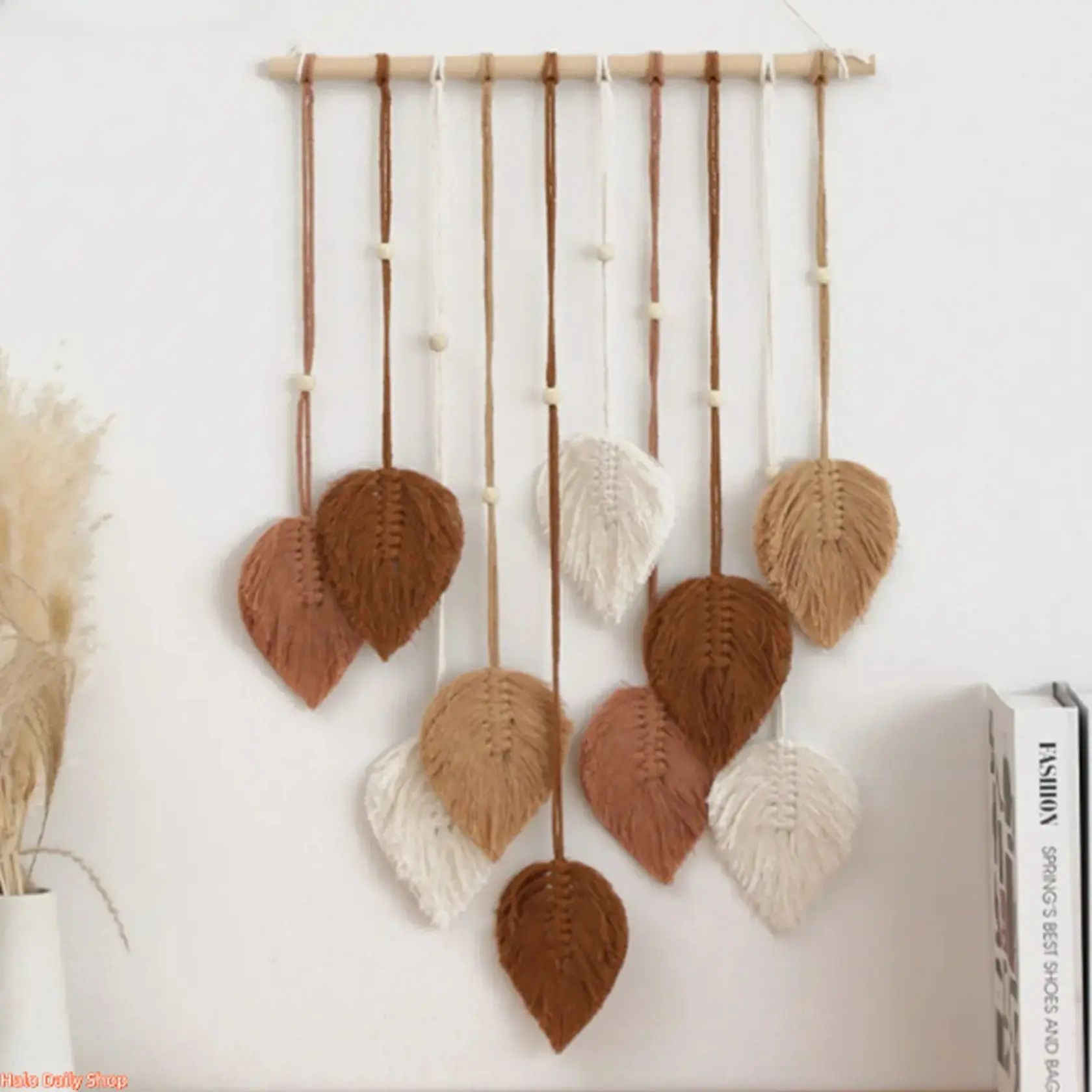 Bohemian Hand-Woven Leaf Macrame Dream Catcher Wall Hanging - Rattan Accents, Wind Chimes, Hangable Boho Tassel Decor for Camping Hammock, Outdoor Decoration, Ornaments, Bohemian Tapestry Style, Boho Decoration, Wall Decor, Outdoors, Hanging Hammocks, Tas