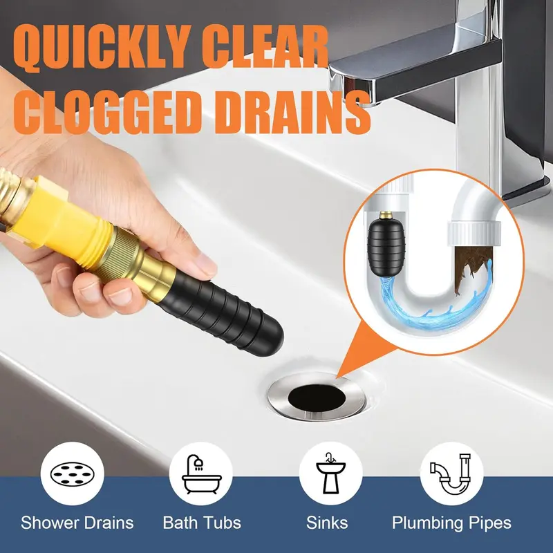 3 count Drain Bladder Kit, Drain Cleaning Bladder Fits 1" to 6" Pipes, Rubber Drain Bladder Unclogger for Bathroom Sinks, Showers, Swimming Pool Drains, Kitchen Sinks and Main Drains