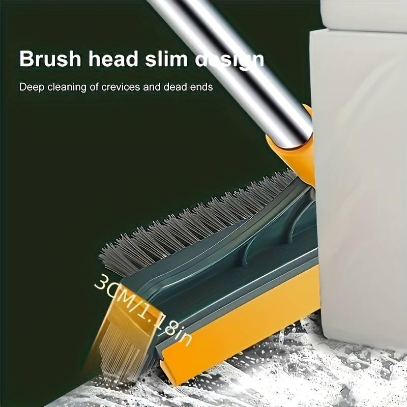 Long Handle Floor Scrub Brush, 1 Count 2 in 1 Floor Cleaning Brush & Scraper, 180 Degree Rotatable V Shaped Brush Head Cleaning Tool, Household Cleaning Supplies for Bathroom Kitchen Home