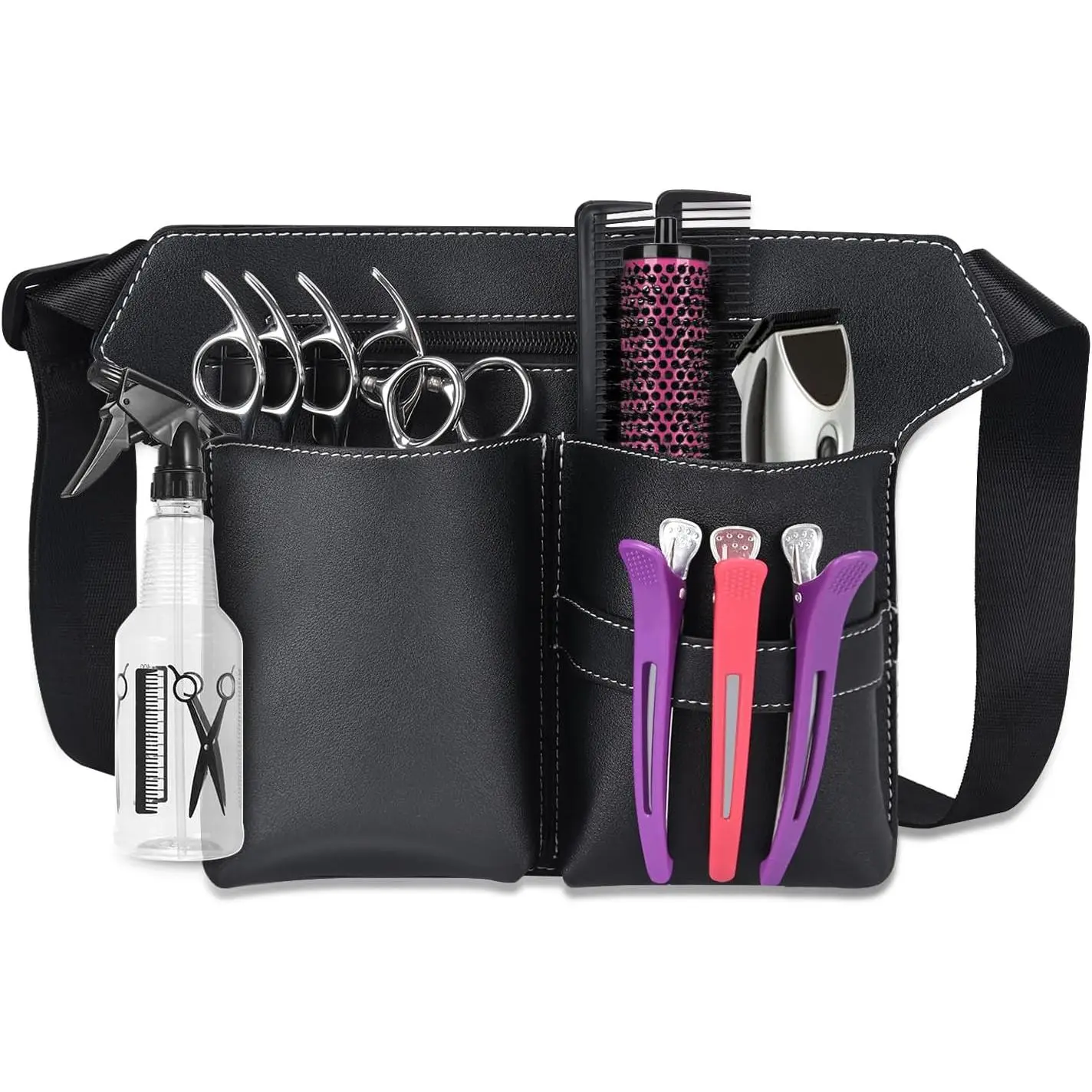 Hairdresser Scissor Bag, Barber PU Leather Waist Pouch, Professional Hairdressing Tools Storage Holster with Waist Belt, Hair Salon Scissor Storage Waist Bag for Hairstylist
