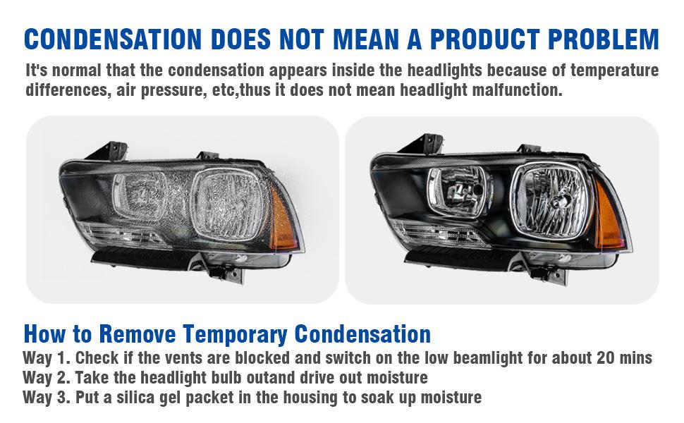 Headlight Assembly w/Bulbs Compatible with 2011-2014 Dodge Charger OE Halogen Headlamp Black Housing Amber Reflector Replacement Driver and Passenger Side