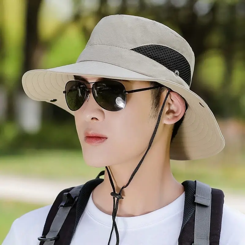 Summer fishing hat outdoor mountaineering sun hat bucket hat men's sun protection hat face protection UV protection sun hat sports hiking breathable