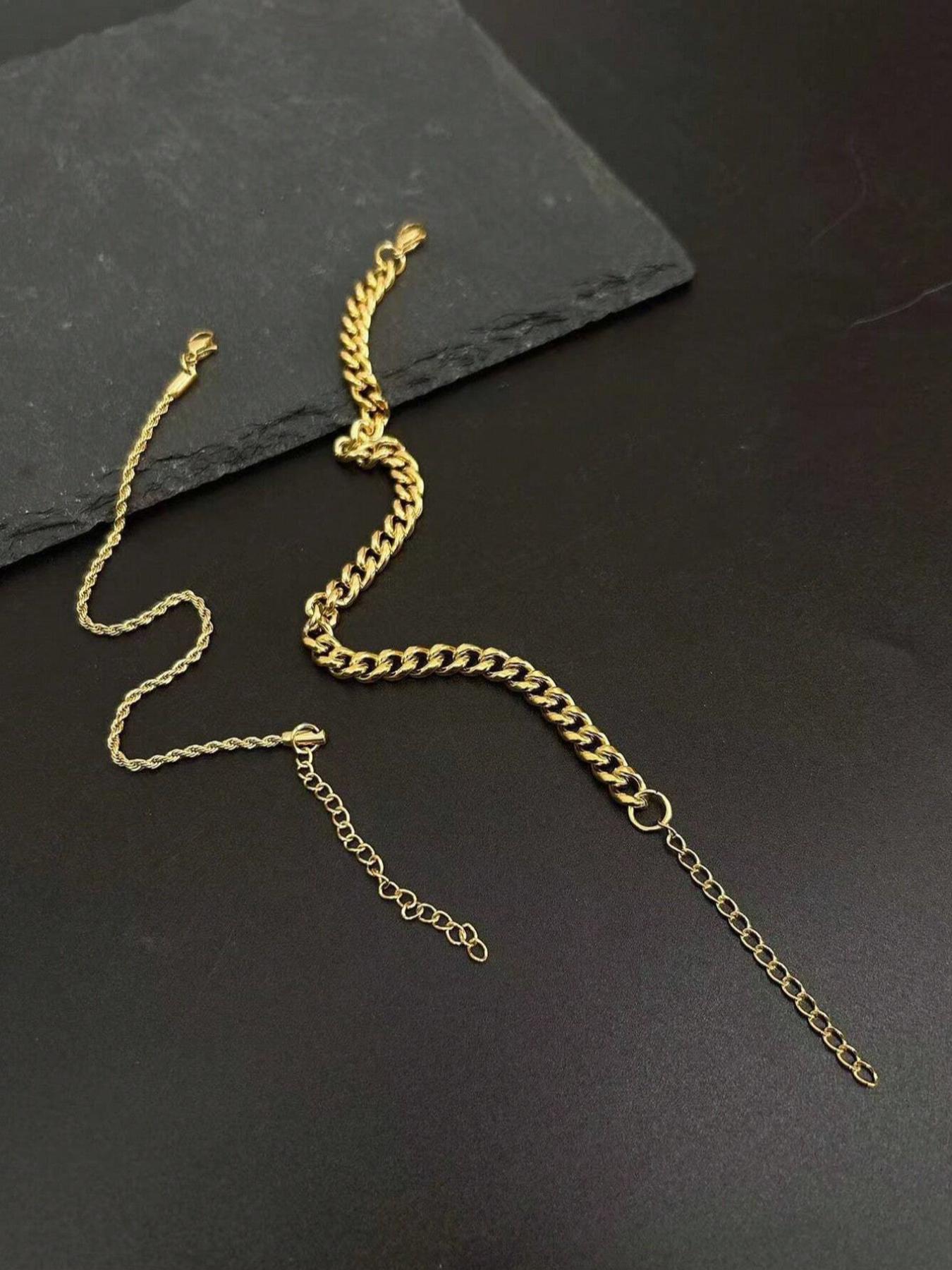 Men's Simple Style Stainless Steel Chain Bracelet, Fashion Jewelry for Party, Everyday Accessory, Trendy All-match & Exquisite Jewelry for Birthday Gift, Adjustable Link Bracelet, Stackable Bracelets