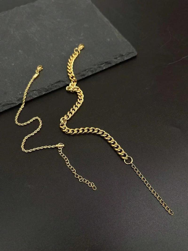 Men's Simple Style  Stainless Steel Chain Bracelet, Fashion Jewelry for Party, Daily Decor, Trendy All-match & Exquisite Jewelry for Birthday Gift, Cuban Link Bracelet