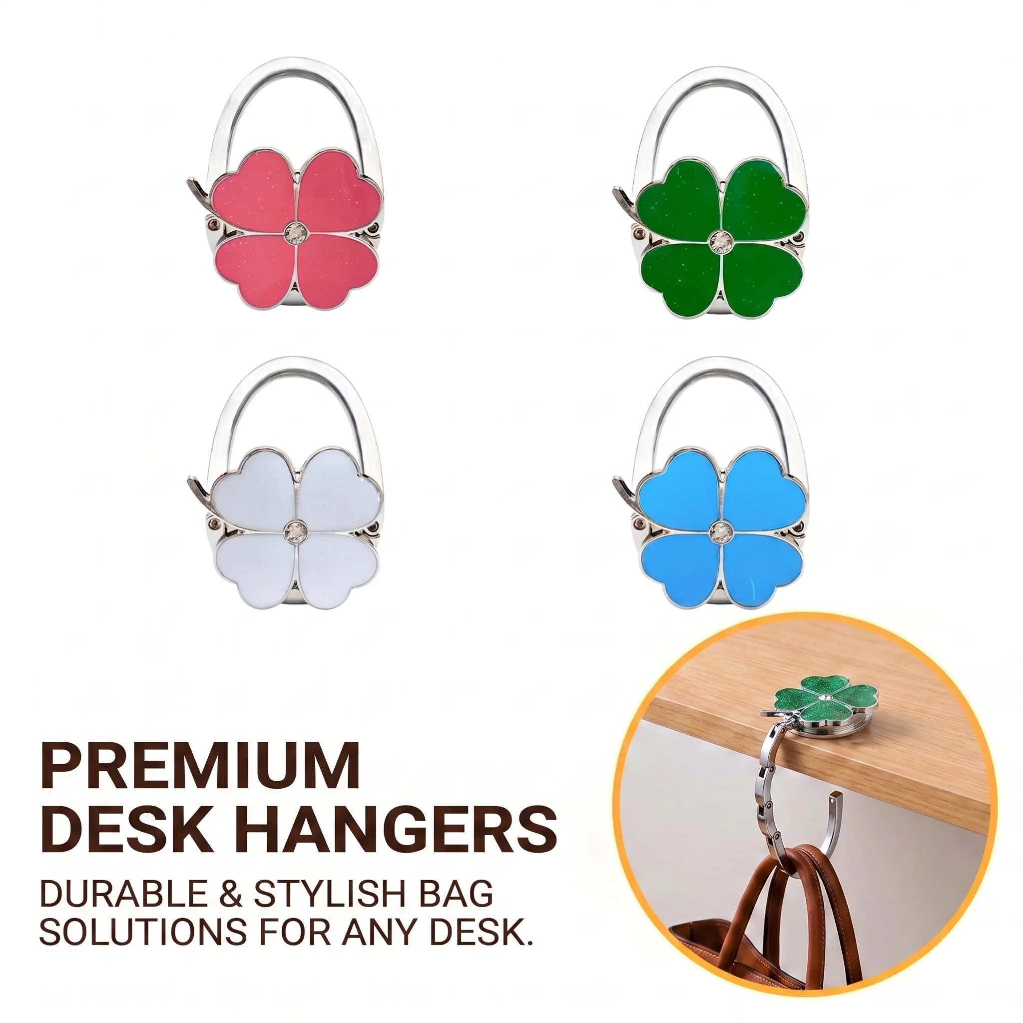 Purse Hook for Table, Foldable Purse Holder for Table, Portable Bag Holder - Folding Handbag Hanger| Hangs Almost Anywhere Stylish Bag Holder, Aesthetic Desk Accessories for Women Office Ladies Students-YY0