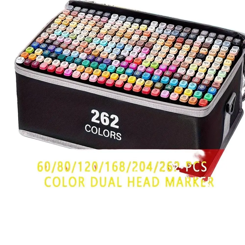 60/80/120/168/204/262-Piece Professional Art Design Markers, Art Markers Set, Dual Tip Drawing Pens, Perfect for Anime & Illustrations, Ideal Gift for Artists & Beginners