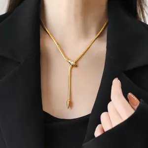 Snake Necklace Retro Zircon Titanium Steel Hypoallergenic Waterproof Tarnish Free Dainty Edgy Jewelry Daily Commute Party Wear Gift For Her