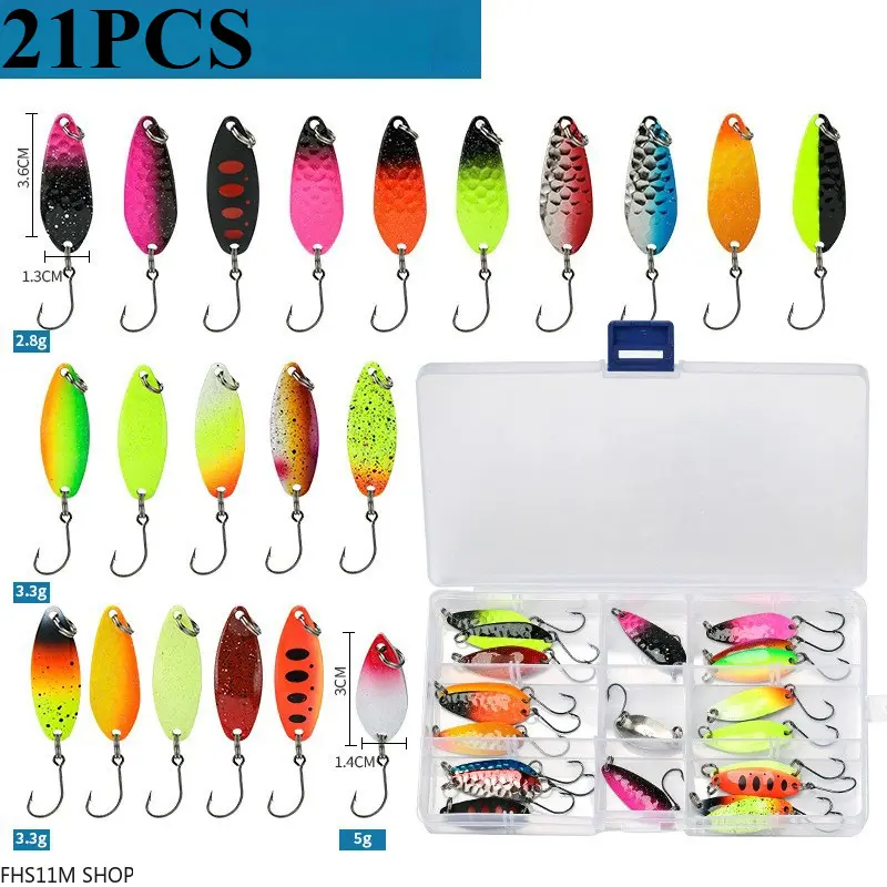 Unisex Premium 21-Pack High-Reflection Metal Spoon Lures, Artificial Bait for Freshwater Stream Angling, FishingTok Summer Sports & Outdoor Essentials