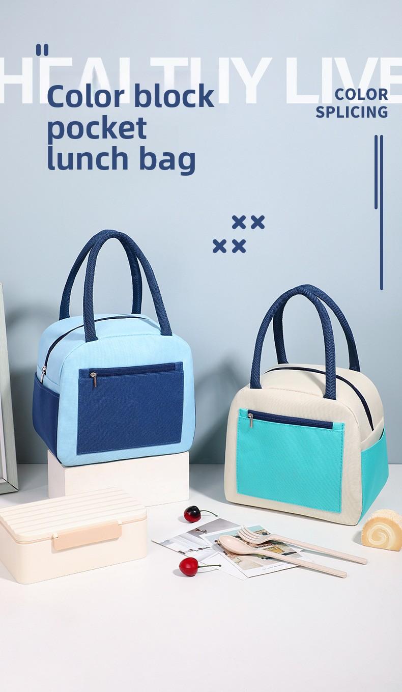 New simple lunch bag with large capacity, stylish portable lunch bag for outings, factory-made aluminum foil thickened insulated lunch bag