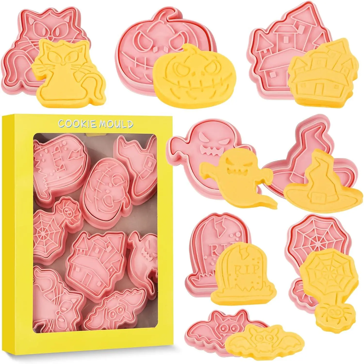 8 count Cookie Cutters Set  Holiday Cookie Cutters for Party Baking Decoration (Halloween)
