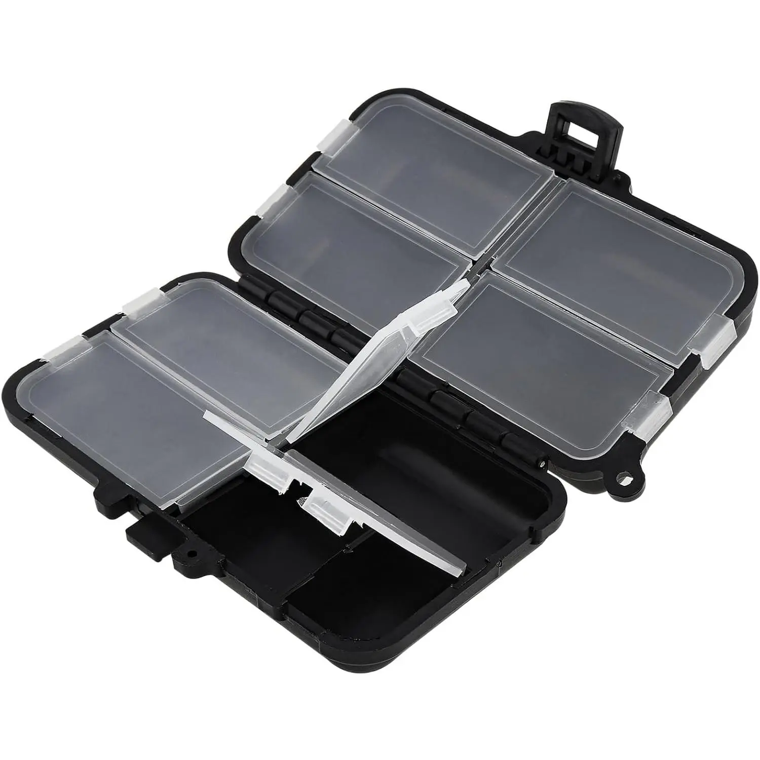 Mini Fishing Tackle Box, Small Box Fishing Accessories Storage Box, Double-Layer 9 Compartments Lure Accessories Box (11cm x 6.5cm)