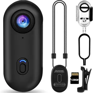 128GB FHD 1080P Mini Body Camera, Wearable Action Body Cam, Portable Thumb Size Hands Free Recording Body Worn Camera for Pet Walking, Work, Travel
