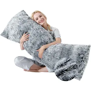 Full Body Pillow for Adults 20x54 Long Big Pillow Cover Pillowcase with Memory Foam Grey for Bed, Ideal for Pregnancy Cuddle Snuggles and Side Sleeper Sleeping