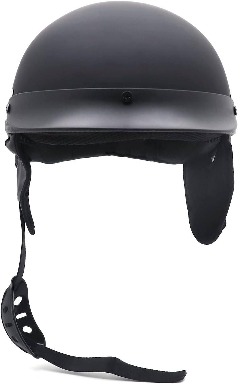 Black Half Face Helmet Compatible with Harley Davidson Chopper Cruiser Biker